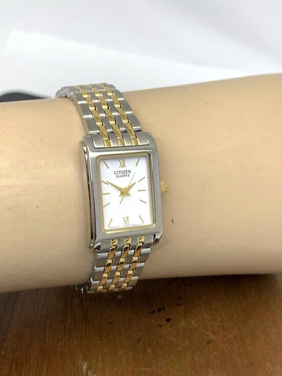 Citizen Women\'s Watch EJ5854-56A Quartz White Dial Two Tone Steel Tank Petite main image 3